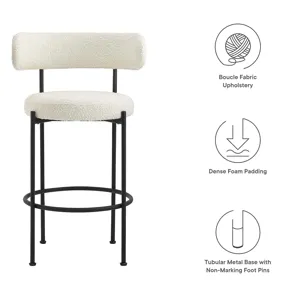 Albie Boucle Fabric Bar Stools - Set of 2