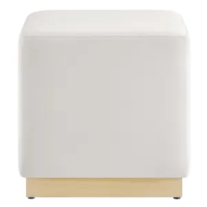 Tilden 17" Square Performance Velvet Upholstered Ottoman