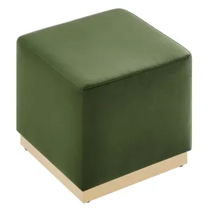 Tilden 17" Square Performance Velvet Upholstered Ottoman