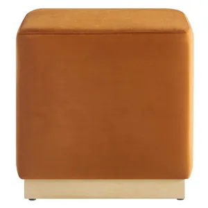 Tilden 17" Square Performance Velvet Upholstered Ottoman