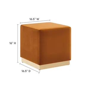 Tilden 17" Square Performance Velvet Upholstered Ottoman