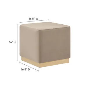 Tilden 17" Square Performance Velvet Upholstered Ottoman