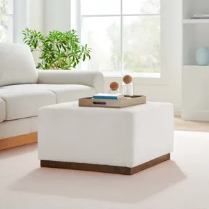 Tilden Large 28" Square Boucle Upholstered Ottoman