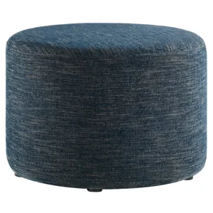 Callum Large 23" Round Woven Heathered Fabric Upholstered Ottoman