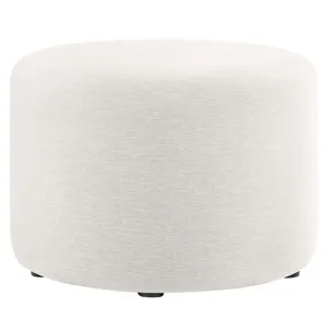 Callum Large 23" Round Woven Heathered Fabric Upholstered Ottoman