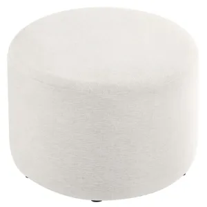 Callum Large 23" Round Woven Heathered Fabric Upholstered Ottoman