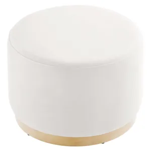 Tilden Large 23" Round Performance Velvet Upholstered Ottoman