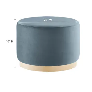 Tilden Large 23" Round Performance Velvet Upholstered Ottoman