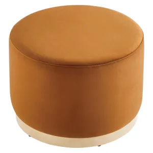Tilden Large 23" Round Performance Velvet Upholstered Ottoman
