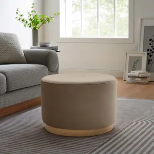 Tilden Large 23" Round Performance Velvet Upholstered Ottoman