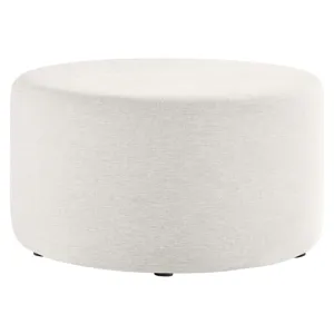 Callum Large 29" Round Woven Heathered Fabric Upholstered Ottoman