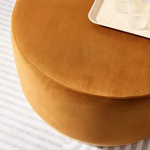 Tilden Large 29" Round Performance Velvet Upholstered Ottoman