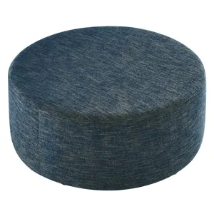Callum Large 38" Round Woven Heathered Fabric Upholstered Ottoman