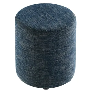 Callum 16" Round Woven Heathered Fabric Upholstered Ottoman