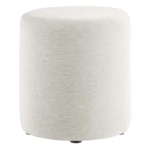 Callum 16" Round Woven Heathered Fabric Upholstered Ottoman