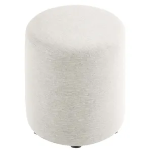 Callum 16" Round Woven Heathered Fabric Upholstered Ottoman