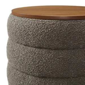 Mezzo Round Boucle Fabric Storage Ottoman
