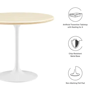 Lippa 36” Round Artificial Travertine Dining Table
