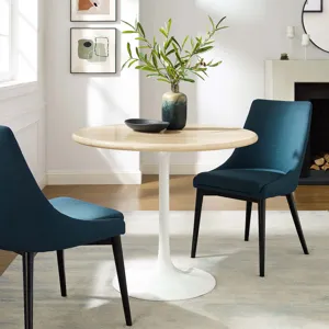 Lippa 36” Round Artificial Travertine Dining Table