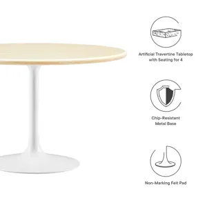 Lippa 48" Round Artificial Travertine Dining Table