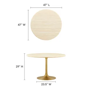 Lippa 48" Round Artificial Travertine Dining Table