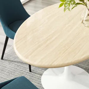 Lippa 60” Oval Artificial Travertine Dining Table