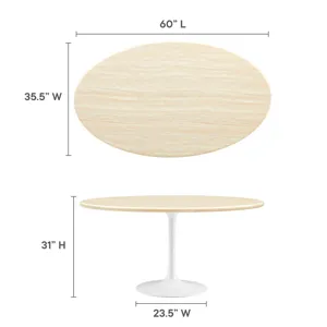 Lippa 60” Oval Artificial Travertine Dining Table