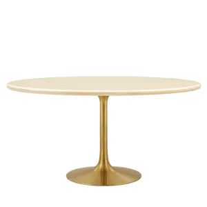 Lippa 60” Oval Artificial Travertine Dining Table