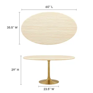Lippa 60” Oval Artificial Travertine Dining Table