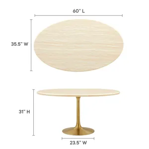 Lippa 60” Oval Artificial Travertine Dining Table