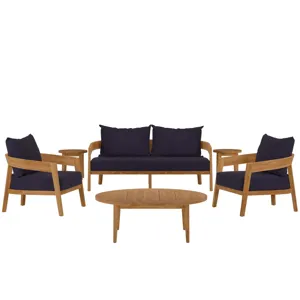 Brisbane 6-Piece Teak Wood Outdoor Patio Outdoor Patio Set