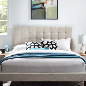 Paisley Tufted King and California King Upholstered Linen Fabric Headboard
