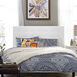 Paisley Tufted King and California King Upholstered Faux Leather Headboard
