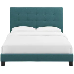 Melanie Queen Tufted Button Upholstered Fabric Platform Bed