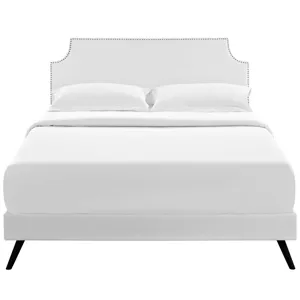 Corene Full Vinyl Platform Bed with Round Splayed Legs