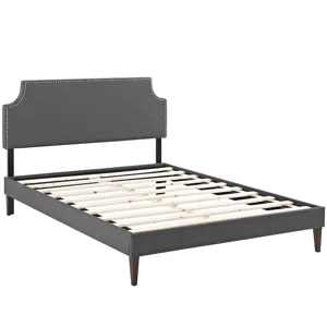 Corene King Fabric Platform Bed with Squared Tapered Legs