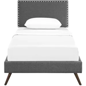 Macie Twin Fabric Platform Bed with Round Splayed Legs