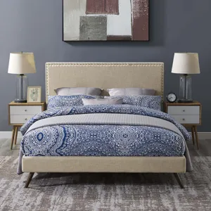 Macie Queen Fabric Platform Bed with Round Splayed Legs