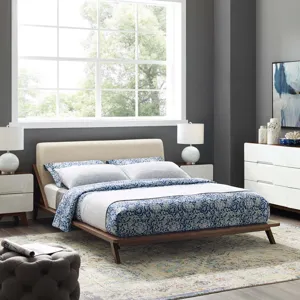 Luella Queen Upholstered Fabric Platform Bed
