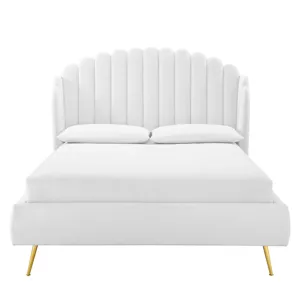 Lana Queen Performance Velvet Wingback Platform Bed