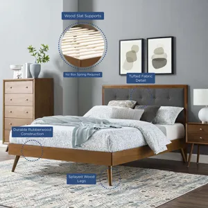 Willow Queen Wood Platform Bed With Splayed Legs