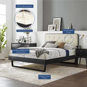 Bridgette Queen Wood Platform Bed With Angular Frame