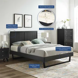 Alana King Wood Platform Bed With Angular Frame