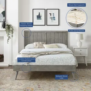 Alana Twin Wood Platform Bed With Splayed Legs
