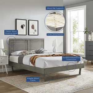Marlee King Wood Platform Bed With Angular Frame