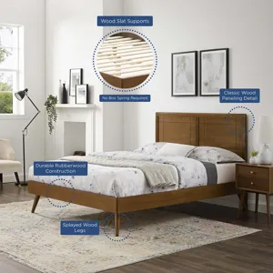 Marlee King Wood Platform Bed With Splayed Legs