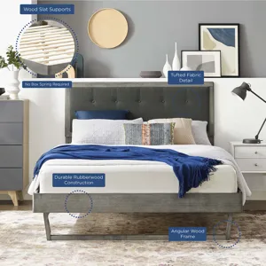 Willow King Wood Platform Bed With Angular Frame