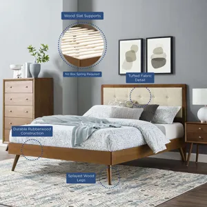 Willow King Wood Platform Bed With Splayed Legs