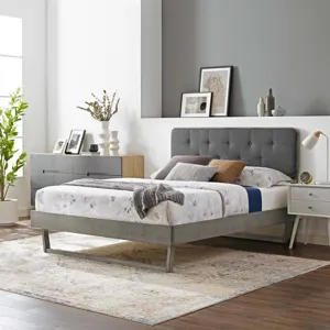 Bridgette King Wood Platform Bed With Angular Frame
