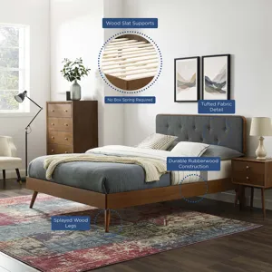 Bridgette Full Wood Platform Bed With Splayed Legs
